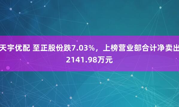 天宇优配 至正股份跌7.03%，上榜营业部合计净卖出2141.98万元